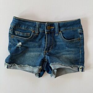 Joe’s Jeans Girls Size 7 Cuffed Dark Wash Denim Shorts - Button & Zip Closure